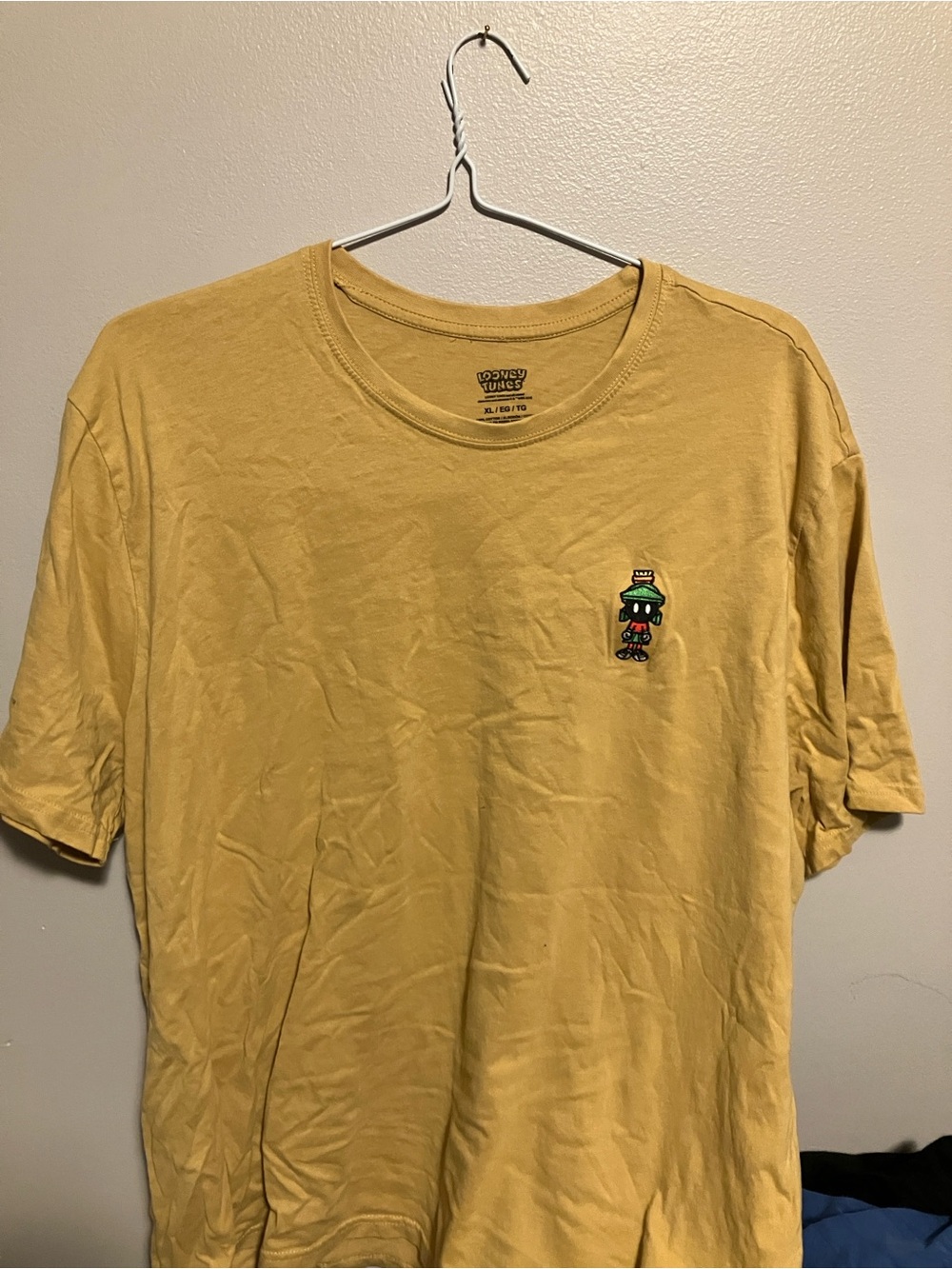 Warner Bros. Yellow Short Sleeve Tee with Marvin the Martian Chest Patch